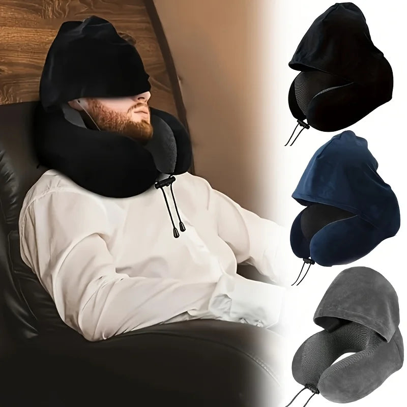 Memory Foam Travel Neck Pillow with Washable Cover